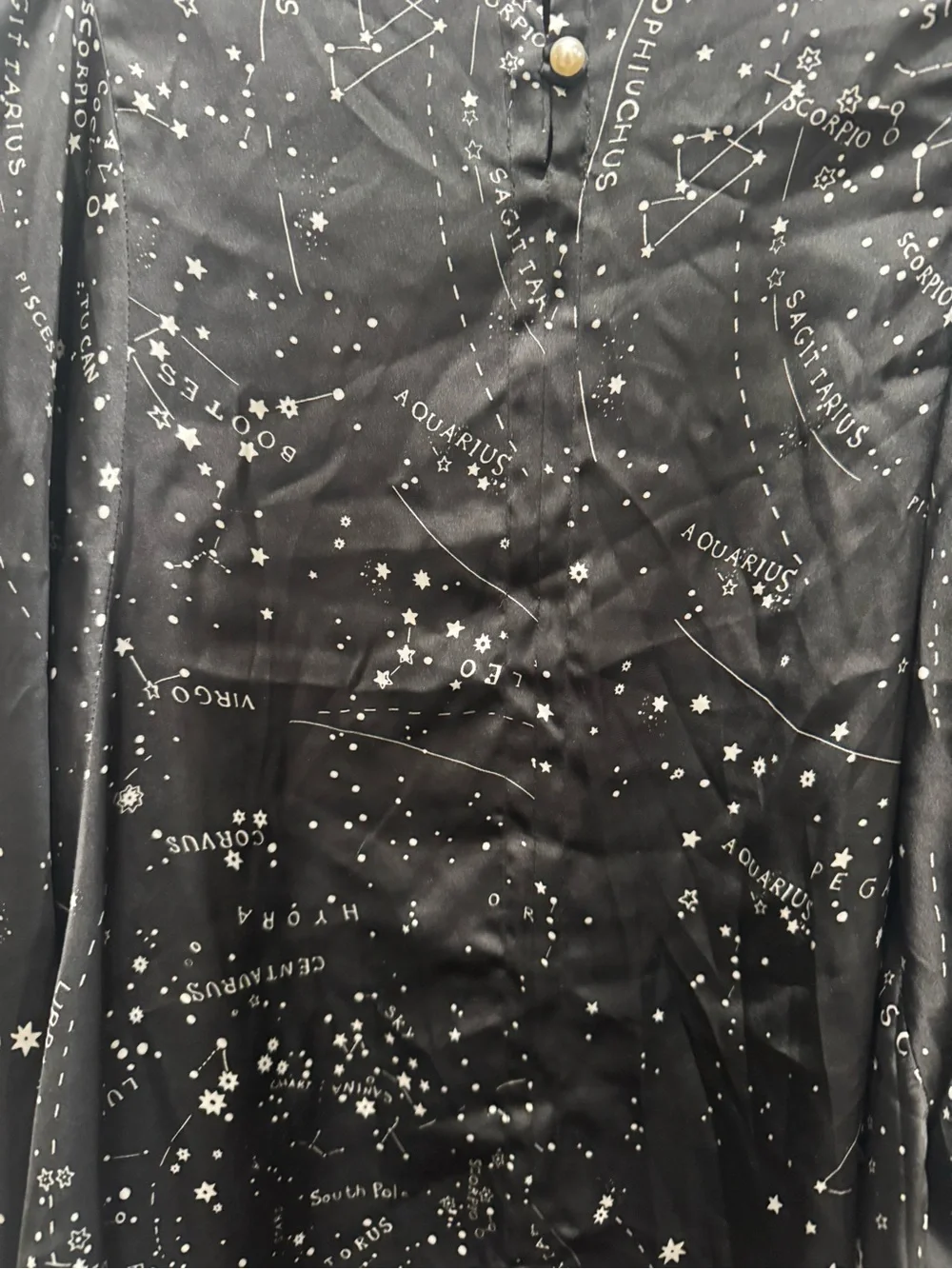 Zara Black Star Constellation Long-Sleeve Blouse